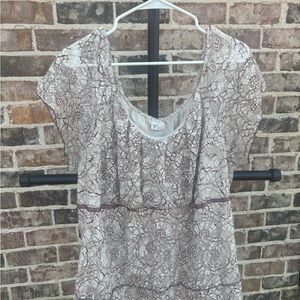 Venezia Women’s Cream and Brown Lace Blouse Flattering